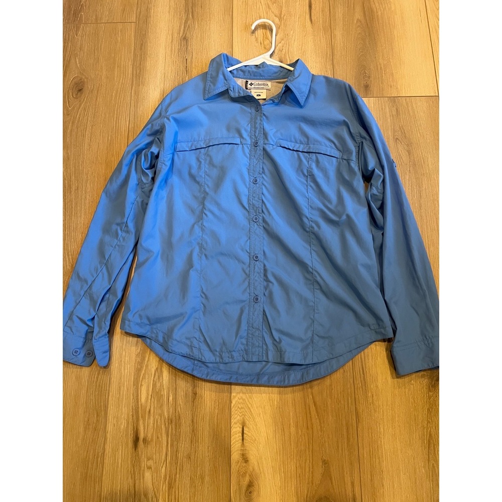 Columbia Shirt Bahama PFG Omni Shade Men Large Light Blue Vented Fishing Hiking